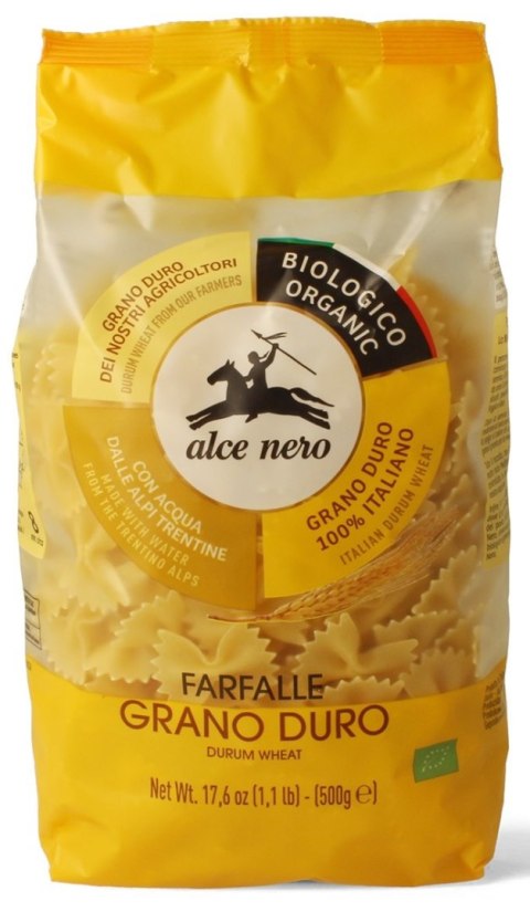 MAKARON (SEMOLINOWY) FARFALLE BIO 500 g - ALCE NERO MAKARON (SEMOLINOWY) FARFALLE BIO 500 g - ALCE NERO