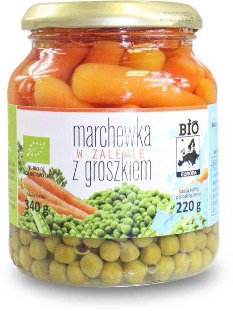 MARCHEWKA W ZALEWIE Z GROSZKIEM BIO 340 g (220 g) (SŁOIK) - BIO PLANET MARCHEWKA W ZALEWIE Z GROSZKIEM BIO 340 g (220 g) (SŁOIK) - BIO PLANET