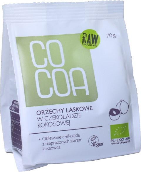 ORZECHY LASKOWE W CZEKOLADZIE KOKOSOWEJ BIO 70 g - COCOA ORZECHY LASKOWE W CZEKOLADZIE KOKOSOWEJ BIO 70 g - COCOA