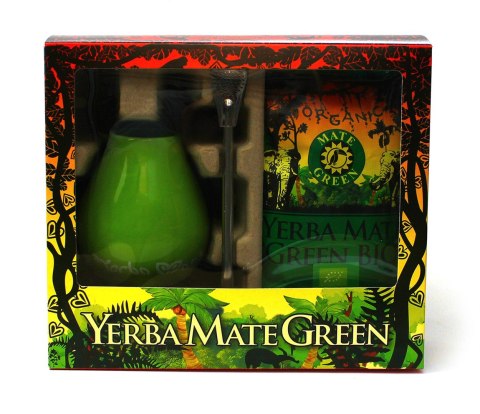 ZESTAW YERBA MATE BIO 400 g, MATERO (LOSOWY WZÓR), BOMBILLA - ORGANIC MATE GREEN ZESTAW YERBA MATE BIO 400 g, MATERO (LOSOWY WZÓR), BOMBILLA - ORGANIC MATE GREEN