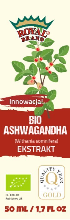 ASHWAGANDHA EKSTRAKT W KROPLACH BIO 50 ml - ROYAL BRAND ASHWAGANDHA EKSTRAKT W KROPLACH BIO 50 ml - ROYAL BRAND