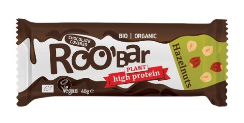 BATON PROTEINOWY Z ORZECHAMI LASKOWYMI W POLEWIE Z GORZKIEJ CZEKOLADY BEZGLUTENOWY BIO 40 g - ROOBAR BATON PROTEINOWY Z ORZECHAMI LASKOWYMI W POLEWIE Z GORZKIEJ CZEKOLADY BEZGLUTENOWY BIO 40 g - ROOBAR