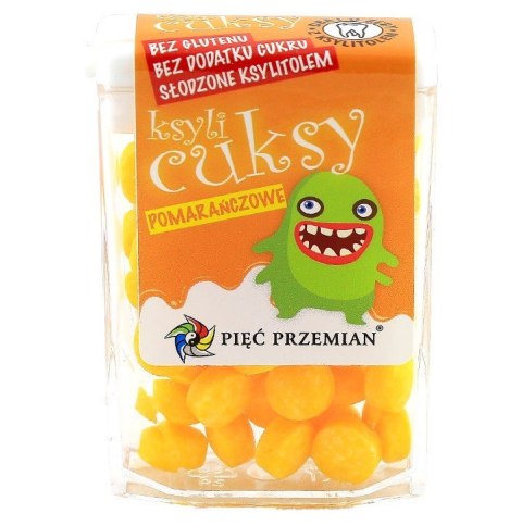 CUKIERKI Z KSYLITOLU KSYLICUKSY O SMAKU POMARAŃCZOWYM BEZGLUTENOWE 13 g - PIĘĆ PRZEMIAN CUKIERKI Z KSYLITOLU KSYLICUKSY O SMAKU POMARAŃCZOWYM BEZGLUTENOWE 13 g - PIĘĆ PRZEMIAN