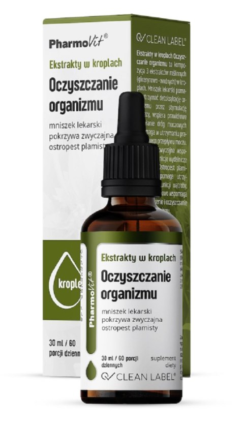 EKSTRAKTY W KROPLACH NA OCZYSZCZANIE ORGANIZMU BEZGLUTENOWE 30 ml - PHARMOVIT (CLEAN LABEL) EKSTRAKTY W KROPLACH NA OCZYSZCZANIE ORGANIZMU BEZGLUTENOWE 30 ml - PHARMOVIT (CLEAN LABEL)