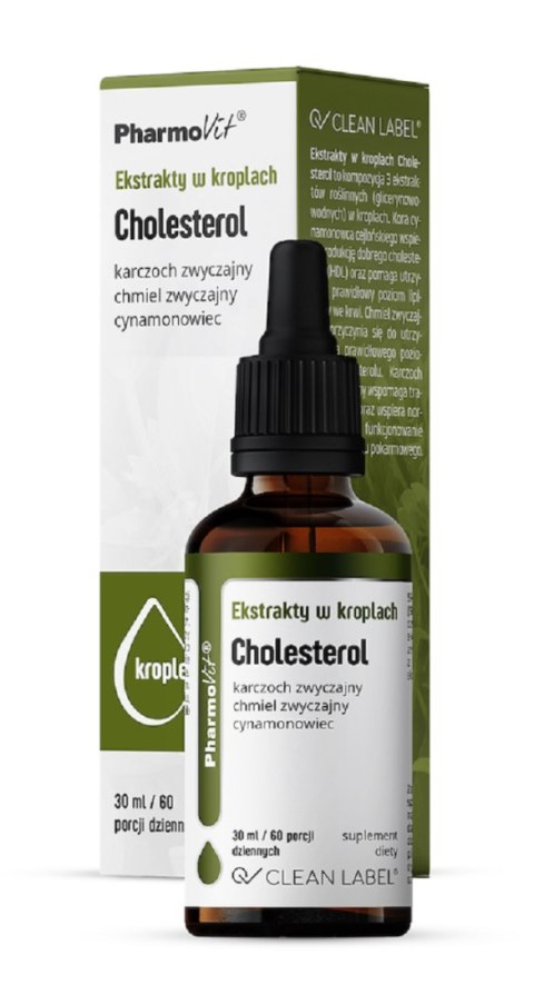 EKSTRAKTY W KROPLACH NA PRAWIDŁOWY POZIOM CHOLESTEROLU BEZGLUTENOWE 30 ml - PHARMOVIT (CLEAN LABEL) EKSTRAKTY W KROPLACH NA PRAWIDŁOWY POZIOM CHOLESTEROLU BEZGLUTENOWE 30 ml - PHARMOVIT (CLEAN LABEL)