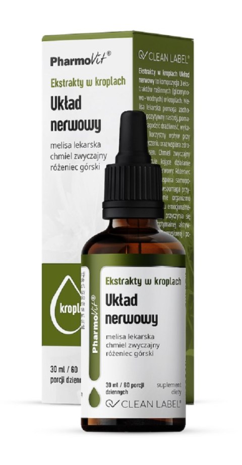 EKSTRAKTY W KROPLACH NA UKŁAD NERWOWY BEZGLUTENOWE 30 ml - PHARMOVIT (CLEAN LABEL) EKSTRAKTY W KROPLACH NA UKŁAD NERWOWY BEZGLUTENOWE 30 ml - PHARMOVIT (CLEAN LABEL)