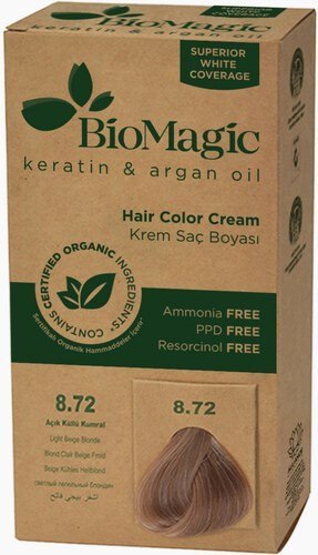 FARBA DO WŁOSÓW JASNY BEŻOWY BLOND (8.72) 250 g - BIOMAGIC FARBA DO WŁOSÓW JASNY BEŻOWY BLOND (8.72) 250 g - BIOMAGIC