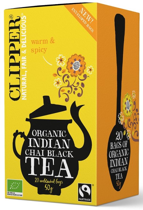 HERBATA CZARNA CHAI Z CYNAMONEM I GOŹDZIKAMI FAIR TRADE BIO (20 x 2,5 g) 50 g - CLIPPER HERBATA CZARNA CHAI Z CYNAMONEM I GOŹDZIKAMI FAIR TRADE BIO (20 x 2,5 g) 50 g - CLIPPER