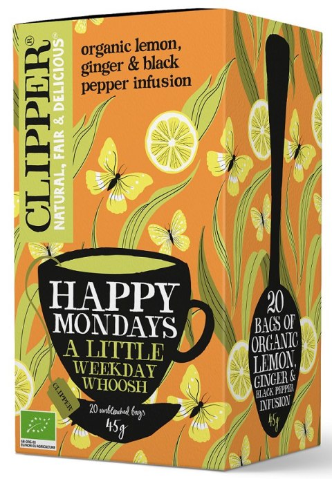 HERBATKA CYTRYNOWA Z IMBIREM I CZARNYM PIEPRZEM (HAPPY MONDAYS) BIO (20 x 2,25 g) 45 g - CLIPPER HERBATKA CYTRYNOWA Z IMBIREM I CZARNYM PIEPRZEM (HAPPY MONDAYS) BIO (20 x 2,25 g) 45 g - CLIPPER