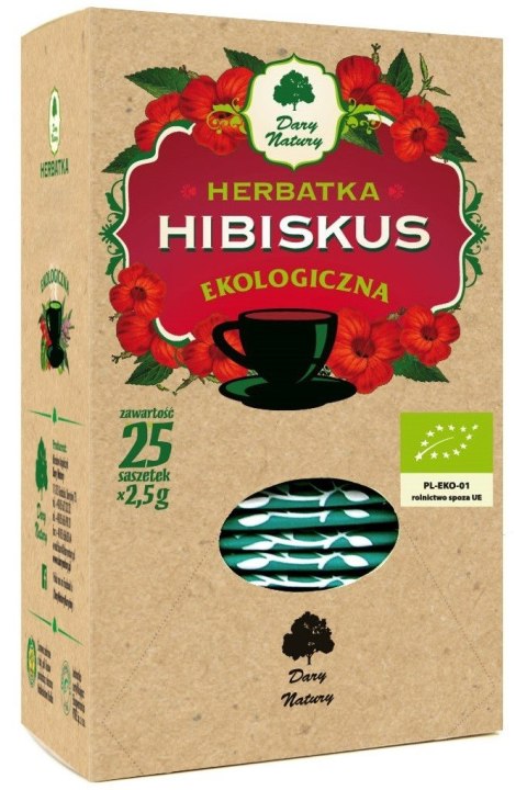 HERBATKA HIBISKUS BIO (25 x 2,5 g) 62,5 g - DARY NATURY HERBATKA HIBISKUS BIO (25 x 2,5 g) 62,5 g - DARY NATURY