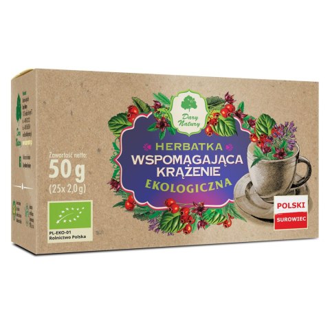 HERBATKA WSPOMAGAJĄCA KRĄŻENIE BIO (25 x 2 g) 50 g - DARY NATURY HERBATKA WSPOMAGAJĄCA KRĄŻENIE BIO (25 x 2 g) 50 g - DARY NATURY