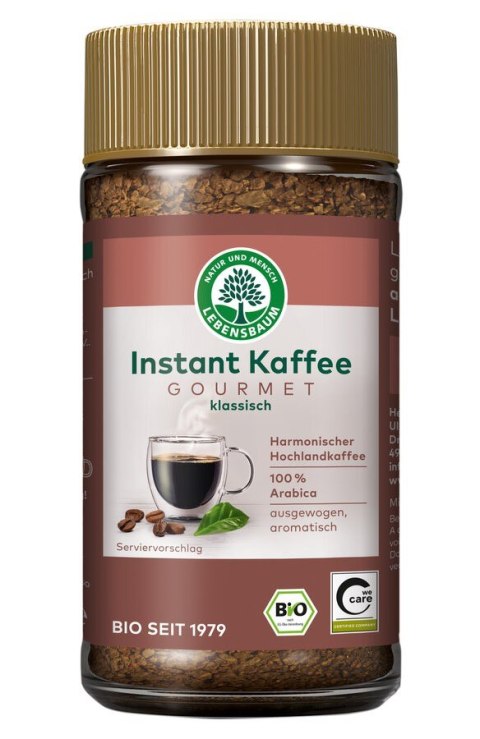 KAWA ROZPUSZCZALNA LIOFILIZOWANA ARABICA GOURMET 100 % BIO 100 g - LEBENSBAUM KAWA ROZPUSZCZALNA LIOFILIZOWANA ARABICA GOURMET 100 % BIO 100 g - LEBENSBAUM