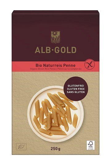 MAKARON (RYŻOWY RAZOWY) PENNE BEZGLUTENOWY BIO 250 g - ALB GOLD MAKARON (RYŻOWY RAZOWY) PENNE BEZGLUTENOWY BIO 250 g - ALB GOLD