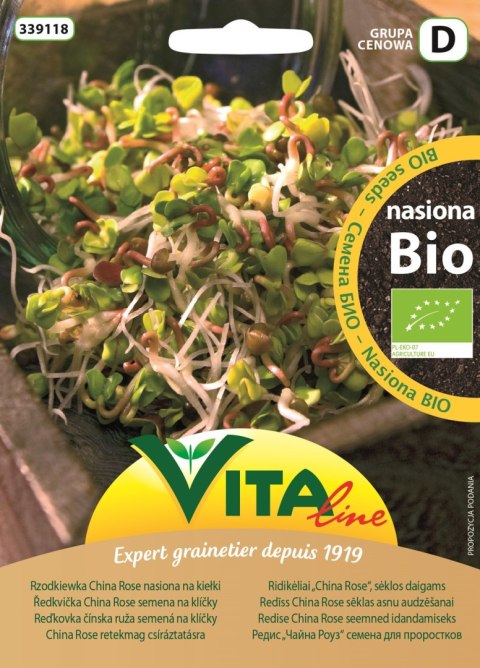NASIONA RZODKIEWKI CHINA ROSE BIO NA KIEŁKI 20 g - VITA LINE (41141CIN0CS, VG9050, 198005) NASIONA RZODKIEWKI CHINA ROSE BIO NA KIEŁKI 20 g - VITA LINE (41141CIN0CS, VG9050, 198005)