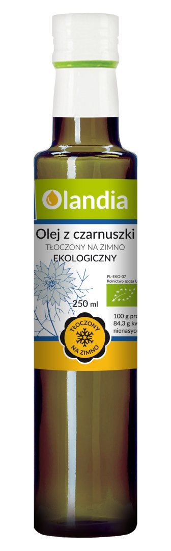 OLEJ Z CZARNUSZKI TŁOCZONY NA ZIMNO BIO 250 ml - OLANDIA OLEJ Z CZARNUSZKI TŁOCZONY NA ZIMNO BIO 250 ml - OLANDIA
