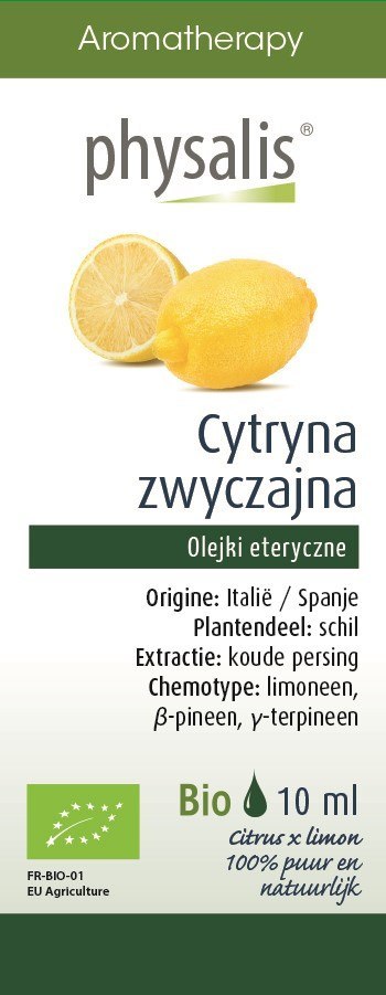 OLEJEK ETERYCZNY CYTRYNA ZWYCZAJNA BIO 10 ml - PHYSALIS OLEJEK ETERYCZNY CYTRYNA ZWYCZAJNA BIO 10 ml - PHYSALIS