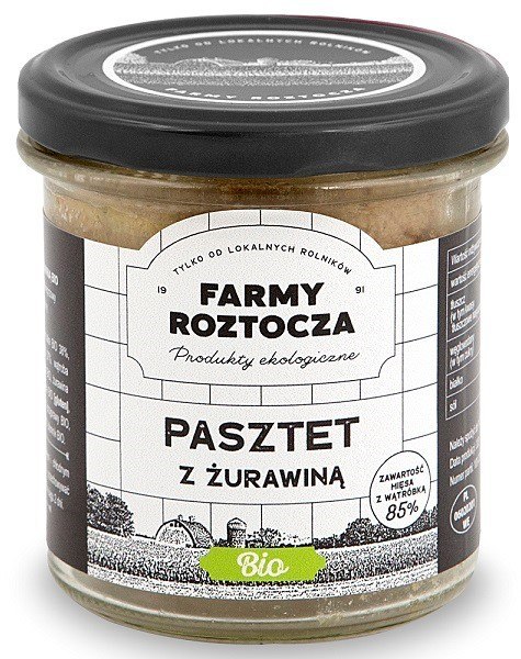 PASZTET DROBIOWO - WIEPRZOWY Z ŻURAWINĄ BIO 180 g (SŁOIK) - FARMY ROZTOCZA PASZTET DROBIOWO - WIEPRZOWY Z ŻURAWINĄ BIO 180 g (SŁOIK) - FARMY ROZTOCZA