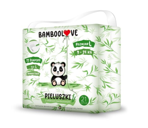 PIELUCHY Z WŁÓKNEM BAMBUSOWYM ROZMIAR L 9 - 14 kg (21 szt.) - BAMBOOLOVE PIELUCHY Z WŁÓKNEM BAMBUSOWYM ROZMIAR L 9 - 14 kg (21 szt.) - BAMBOOLOVE