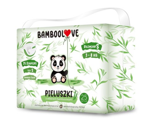 PIELUCHY Z WŁÓKNEM BAMBUSOWYM ROZMIAR S 3 - 8 kg (25 szt.) - BAMBOOLOVE PIELUCHY Z WŁÓKNEM BAMBUSOWYM ROZMIAR S 3 - 8 kg (25 szt.) - BAMBOOLOVE