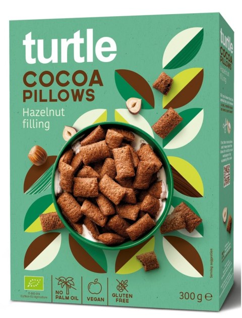 PODUSZKI RYŻOWE Z KREMEM ORZECHOWO - KAKAOWYM BEZGLUTENOWE BIO 300 g - TURTLE PODUSZKI RYŻOWE Z KREMEM ORZECHOWO - KAKAOWYM BEZGLUTENOWE BIO 300 g - TURTLE
