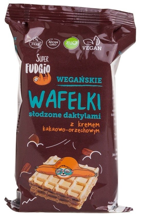 WAFELKI Z KREMEM KAKAOWO - ORZECHOWYM SŁODZONE DAKTYLAMI BIO (4 szt.) 120 g - ME GUSTO (SUPER FUDGIO) WAFELKI Z KREMEM KAKAOWO - ORZECHOWYM SŁODZONE DAKTYLAMI BIO (4 szt.) 120 g - ME GUSTO (SUPER FUDGIO)