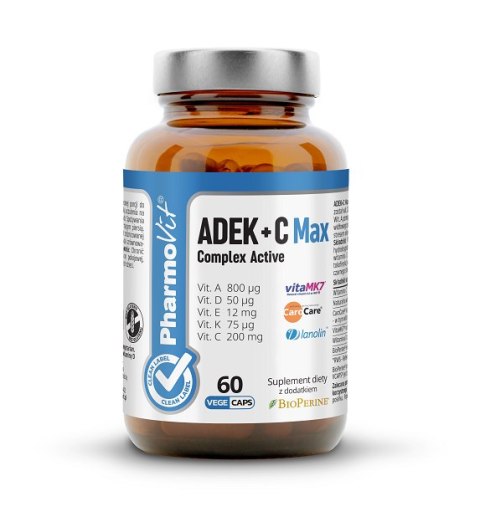 WITAMINA ADEK + WITAMINA C COMPLEX BEZGLUTENOWE 60 KAPSUŁEK - PHARMOVIT (CLEAN LABEL) WITAMINA ADEK + WITAMINA C COMPLEX BEZGLUTENOWE 60 KAPSUŁEK - PHARMOVIT (CLEAN LABEL)