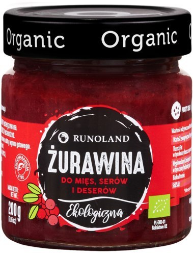 ŻURAWINA DO MIĘS, SERÓW I DESERÓW BIO 200 g - RUNOLAND ŻURAWINA DO MIĘS, SERÓW I DESERÓW BIO 200 g - RUNOLAND