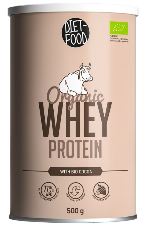 BIAŁKO SERWATKOWE Z KAKAO (KONCENTRAT WPC 77) BIO 500 g - DIET-FOOD BIAŁKO SERWATKOWE Z KAKAO (KONCENTRAT WPC 77) BIO 500 g - DIET-FOOD