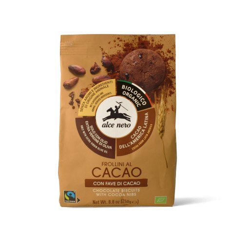 CIASTKA KAKAOWE Z ZIARNAMI KAKAO FAIR TRADE BIO 250 g - ALCE NERO CIASTKA KAKAOWE Z ZIARNAMI KAKAO FAIR TRADE BIO 250 g - ALCE NERO