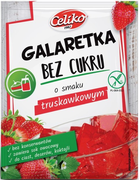 GALARETKA BEZ CUKRU O SMAKU TRUSKAWKOWYM BEZGLUTENOWA 14 g - CELIKO GALARETKA BEZ CUKRU O SMAKU TRUSKAWKOWYM BEZGLUTENOWA 14 g - CELIKO
