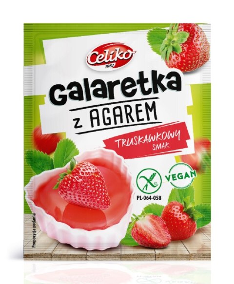 GALARETKA Z AGAREM O SMAKU TRUSKAWKOWYM BEZGLUTENOWA 45 g - CELIKO GALARETKA Z AGAREM O SMAKU TRUSKAWKOWYM BEZGLUTENOWA 45 g - CELIKO