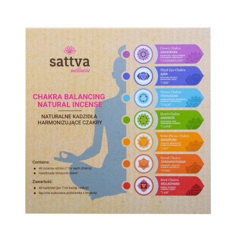 KADZIDŁA INDYJSKIE HARMONIZUJĄCE CZAKRY (49 szt.) - SATTVA (WELLNESS) KADZIDŁA INDYJSKIE HARMONIZUJĄCE CZAKRY (49 szt.) - SATTVA (WELLNESS)