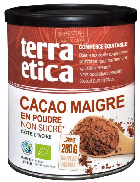 KAKAO NISKOTŁUSZCZOWE W PROSZKU BIO 280 g - TERRA ETICA KAKAO NISKOTŁUSZCZOWE W PROSZKU BIO 280 g - TERRA ETICA