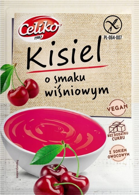 KISIEL O SMAKU WIŚNIOWYM BEZ DODATKU CUKRÓW BEZGLUTENOWY 40 g - CELIKO KISIEL O SMAKU WIŚNIOWYM BEZ DODATKU CUKRÓW BEZGLUTENOWY 40 g - CELIKO