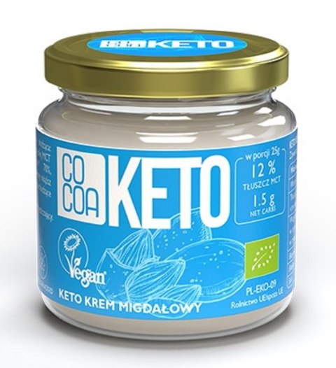KREM MIGDAŁOWY Z OLEJEM MCT BEZ DODATKU CUKRÓW BEZGLUTENOWY KETO BIO 200 g - COCOA KREM MIGDAŁOWY Z OLEJEM MCT BEZ DODATKU CUKRÓW BEZGLUTENOWY KETO BIO 200 g - COCOA