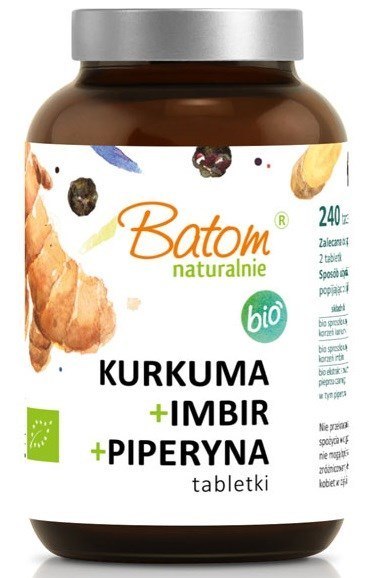 KURKUMA + IMBIR + PIPERYNA BIO 240 TABLETEK - BATOM KURKUMA + IMBIR + PIPERYNA BIO 240 TABLETEK - BATOM
