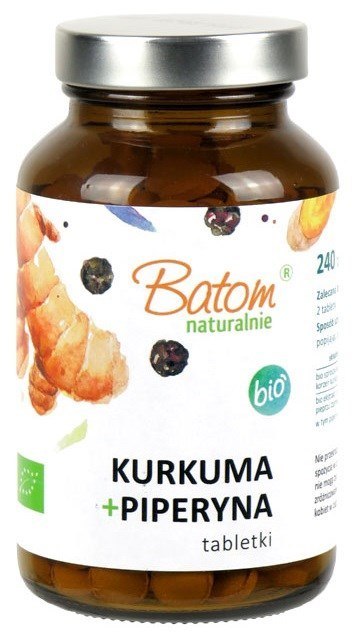 KURKUMA + PIPERYNA BIO 240 TABLETEK - BATOM KURKUMA + PIPERYNA BIO 240 TABLETEK - BATOM