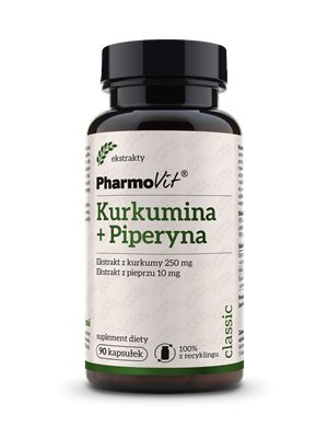 KURKUMINA + PIPERYNA BEZGLUTENOWE 90 KAPSUŁEK - PHARMOVIT (CLASSIC) KURKUMINA + PIPERYNA BEZGLUTENOWE 90 KAPSUŁEK - PHARMOVIT (CLASSIC)