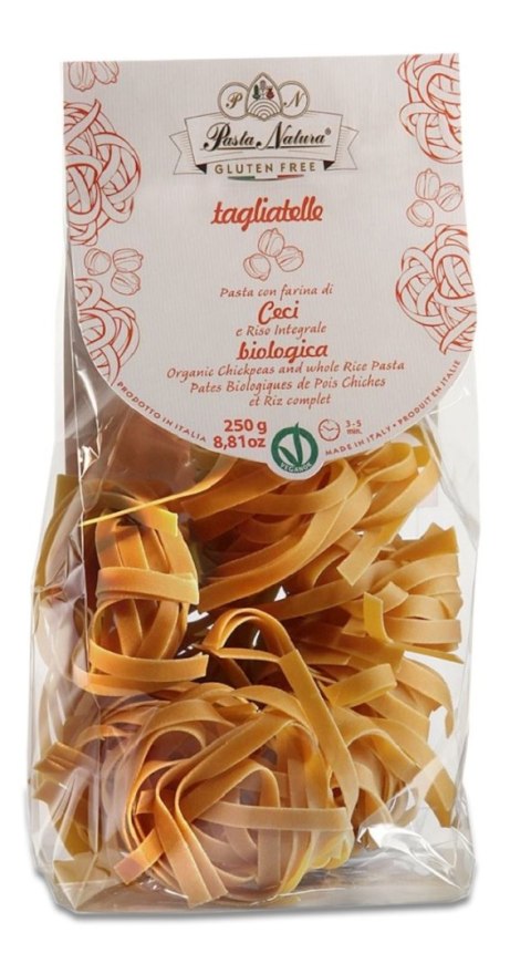 MAKARON (Z CIECIERZYCY I BRĄZOWEGO RYŻU) TAGLIATELLE BEZGLUTENOWY BIO 250 g - PASTA NATURA MAKARON (Z CIECIERZYCY I BRĄZOWEGO RYŻU) TAGLIATELLE BEZGLUTENOWY BIO 250 g - PASTA NATURA