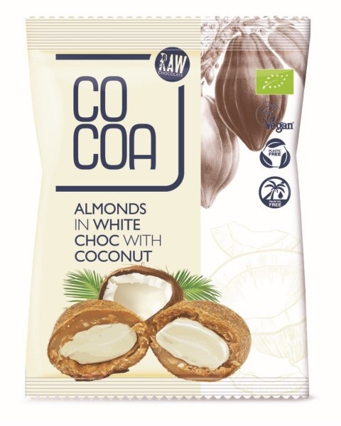 MIGDAŁY W BIAŁEJ POLEWIE KOKOSOWEJ BIO 70 g - COCOA MIGDAŁY W BIAŁEJ POLEWIE KOKOSOWEJ BIO 70 g - COCOA