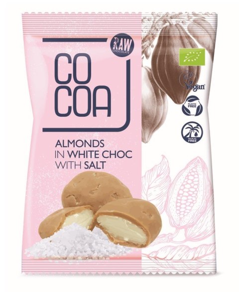 MIGDAŁY W BIAŁEJ POLEWIE Z SOLĄ BIO 70 g - COCOA MIGDAŁY W BIAŁEJ POLEWIE Z SOLĄ BIO 70 g - COCOA