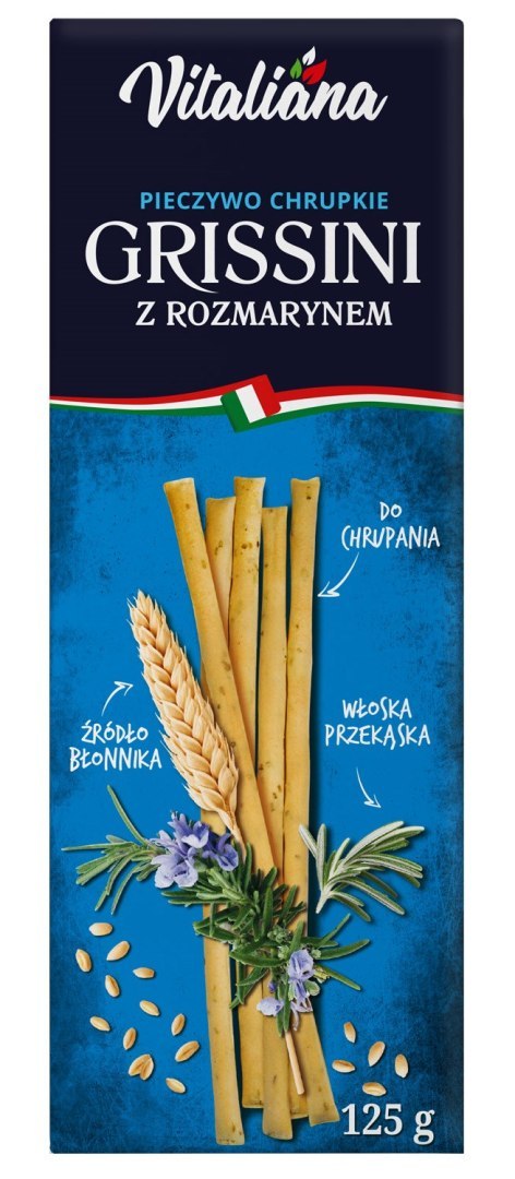 PALUSZKI GRISSINI Z ROZMARYNEM 125 g - VITALIANA PALUSZKI GRISSINI Z ROZMARYNEM 125 g - VITALIANA