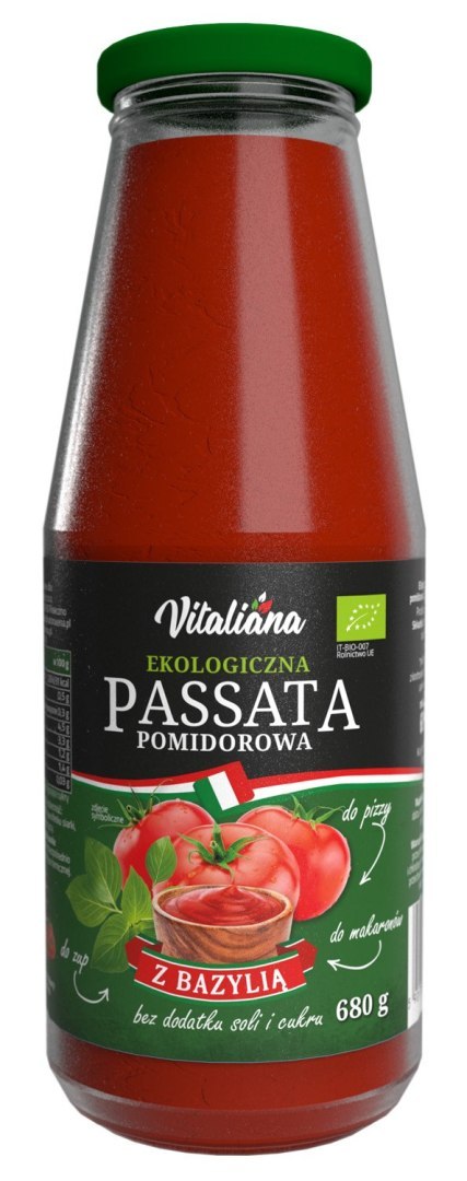 SOS POMIDOROWY PASSATA Z BAZYLIĄ BIO 680 g - VITALIANA SOS POMIDOROWY PASSATA Z BAZYLIĄ BIO 680 g - VITALIANA