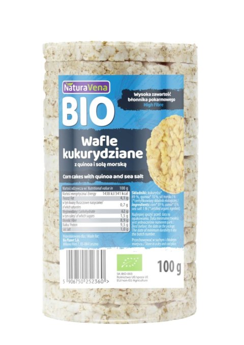 WAFLE KUKURYDZIANE Z QUINOA I SOLĄ MORSKĄ BIO 100 g - NATURAVENA WAFLE KUKURYDZIANE Z QUINOA I SOLĄ MORSKĄ BIO 100 g - NATURAVENA