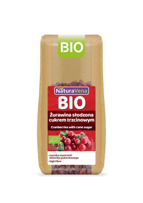 ŻURAWINA SŁODZONA CUKREM TRZCINOWYM BIO 100 g - NATURAVENA ŻURAWINA SŁODZONA CUKREM TRZCINOWYM BIO 100 g - NATURAVENA
