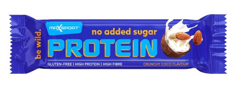 BATON PROTEINOWY KOKOSOWO - MIGDAŁOWY W MLECZNEJ CZEKOLADZIE BEZ DODATKU CUKRÓW BEZGLUTENOWY 40 g - MAXSPORT BATON PROTEINOWY KOKOSOWO - MIGDAŁOWY W MLECZNEJ CZEKOLADZIE BEZ DODATKU CUKRÓW BEZGLUTENOWY 40 g - MAXSPORT