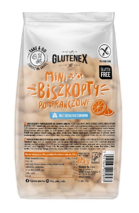BISZKOPTY MINI POMARAŃCZOWE BEZ DODATKU CUKRÓW BEZGLUTENOWE 85 g - GLUTENEX BISZKOPTY MINI POMARAŃCZOWE BEZ DODATKU CUKRÓW BEZGLUTENOWE 85 g - GLUTENEX