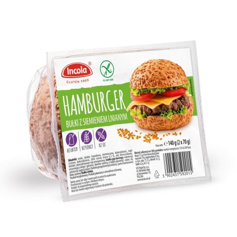 BUŁKI DO HAMBURGERÓW Z SIEMIENIEM LNIANYM BEZGLUTENOWE (2 szt.) 140 g - INCOLA BUŁKI DO HAMBURGERÓW Z SIEMIENIEM LNIANYM BEZGLUTENOWE (2 szt.) 140 g - INCOLA