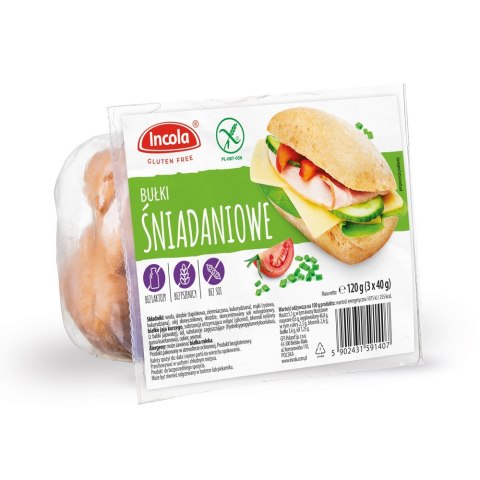 BUŁKI ŚNIADANIOWE BEZGLUTENOWE (3 szt.) 120 g - INCOLA BUŁKI ŚNIADANIOWE BEZGLUTENOWE (3 szt.) 120 g - INCOLA