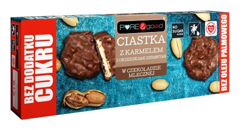 CIASTKA Z KARMELEM I ORZESZKAMI ZIEMNYMI W CZEKOLADZIE MLECZNEJ BEZ DODATKU CUKRÓW 128 g - PURE&GOOD CIASTKA Z KARMELEM I ORZESZKAMI ZIEMNYMI W CZEKOLADZIE MLECZNEJ BEZ DODATKU CUKRÓW 128 g - PURE&GOOD